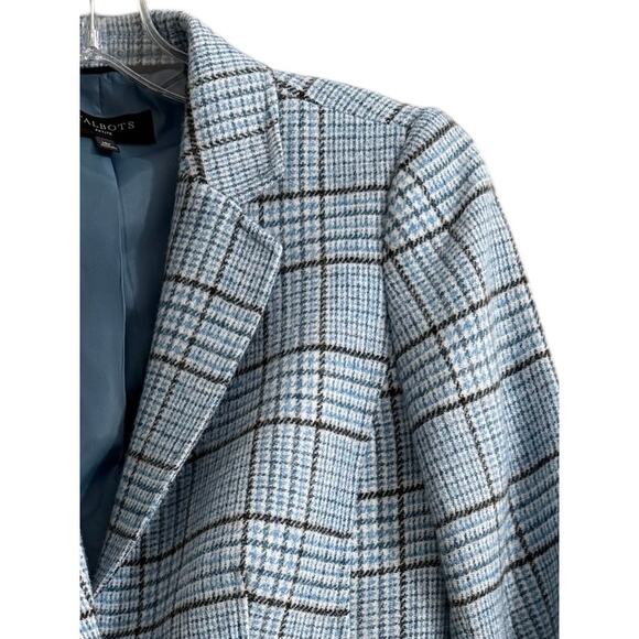 Talbot's Wool Blend Blue Plaid Classic Shetland Blazer 10P Classic - Picture 5 of 10